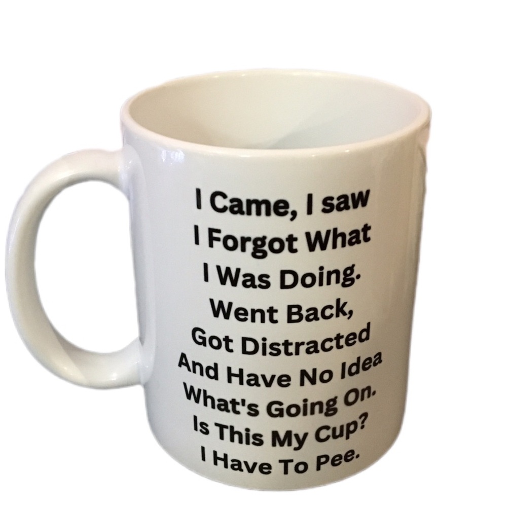 White Ceramic Mug with Humorous Text